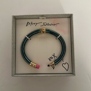 Betsey Johnson TEAL Pencil Bracelet Bangle